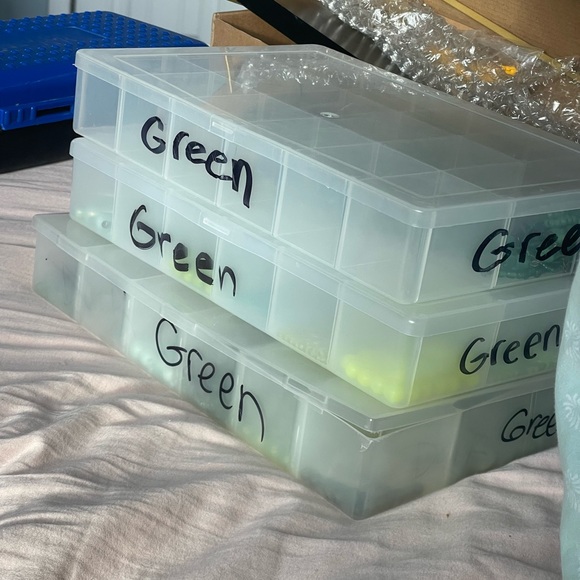 Other - 3 Containers Jewelry Making Green Beads